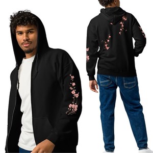 Sudadera con Capucha Unisex, Estampado Floral de Flores de Cerezo, Diseño con Bolsillo, Corte Regular, Ropa Casual de Otoño, Forro Polar, 100% Algodón - Product Image 2