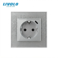 Livolo Moderne Leder-Muster Glasrahmen-Panel EU-Standard Schuko-Steckdose 16A RoHS-Zertifizierte Wandsteckdose