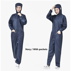 Unisex Polyester Protective <b>One</b>-piece Coveralls Dust-proof Static Cleanroom Garment Pockets Needle Detection <b>Paint</b> Work AM-01 - Product Image 5