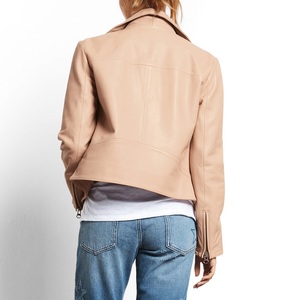 Veste en cuir véritable pour femme, écologique et respirante, design moderne et élégant à col montant, grandes tailles - Product Image 6