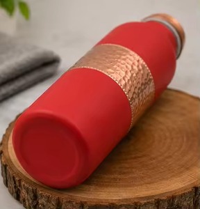 Eco Friendly Travel <b>Flask</b> copper <b>bottle</b> copper water <b>bottle</b> Pure copper metal <b>bottle</b> With handle Easy to carry - Product Image 2