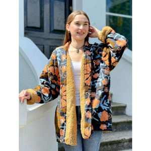 Chaqueta de Algodón Bordada a Mano con Diseño Suzani para Mujer, Base Negra, Estampado Floral Multicolor, Estilo Bohemio Étnico, Cuello en V - Product Image 2