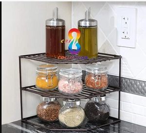 Étagère à vaisselle en métal à trois niveaux, support de rangement vertical pour la cuisine, design minimaliste, empilable, organisateur de bols et d'assiettes - Product Image 3