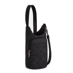 Sac de poitrine minimaliste en cuir, sac à bandoulière, fermeture éclair, imperméable, usage quotidien, toutes saisons, design matelassé noir - Product Image 1