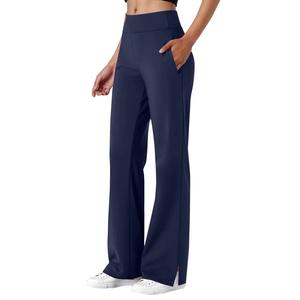 OEM Custom Women Solid Wide Leg <b>Yoga</b> <b>Pants</b> Loose Fit High Rise Flare Leggings <b>Plus</b> <b>Size</b> Seamless Blank Activewear - Product Image 1