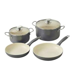 Juego de Utensilios de Cocina de Cerámica Antiadherentes, Ecológicos y Duraderos de 4 Piezas con Tapas de Vidrio para Estufas de Gas e Inducción, Construcción de Aluminio, Aptos para Lavavajillas - Product Image 3