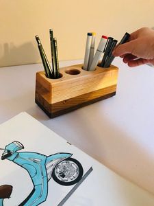 Support à stylos en bois naturel et organiseur de bureau pour stylos, crayons, marqueurs et accessoires de papeterie de bureau - Product Image 4