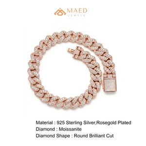 สร้อยคอโมอิสซาไนต์ชุบทองคำสีกุหลาบ ดีไซน์แบบ Cuban Link  เครื่องประดับแฟชั่นสำหรับผู้หญิงและผู้ชาย  สไตล์นิวยอร์ก  งานละเอียด  ดูทันสมัย - Product Image 6
