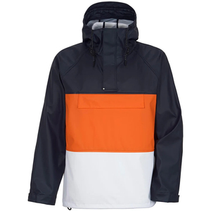 Men's <b>Red</b> Canvas <b>Waterproof</b> Hooded Rain <b>Jacket</b> Zip Fly Stand Collar Winter Outdoor Regular Fit Left Sleeve Logo 100% Polyester - Product Image 1