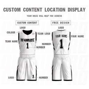 Tenue de basketball réversible personnalisée pas chère, ensemble maillot blanc et noir respirant, personnalisable avec votre nom et votre numéro - Product Image 2