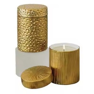 Gold Accent Metal Candle Jar Decorative Candle Container Wedding Table Decoration - Product Image 2