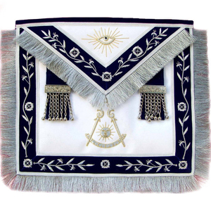 Delantal Masónico de Cuero Genuino para Maestro Masón, Logia Azul, Bordado Dorado Hecho a Mano, Correa Ajustable, Suministro Personalizado - Product Image 3