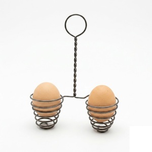 Modern Style Double Wire <b>Egg</b> Holder Rustic Metal Spiral <b>Egg</b> Stand For Farmhouse Kitchen Storage And Breakfast Table Display - Product Image 1