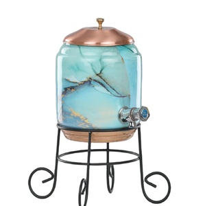 Meilleures ventes : Distributeur d'eau en cuivre pur, pot à eau ayurvédique, récipient à eau émaillé avec impression élégante - Product Image 1