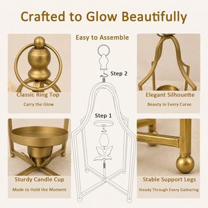 Luxury Gold Metal <b>Lantern</b> <b>Candle</b> Holder Set Decorative Geometric <b>Candle</b> Stand Elegant Table Centerpiece for Home Wedding Decor - Product Image 5
