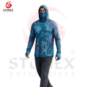 Men's Fishing <b>Hoodie</b> UPF 50 <b>UV</b> <b>Protection</b> Quick Dry Breathable Outdoor Performance Hooded Shirt Face Mask Customizable Colors - Product Image 6