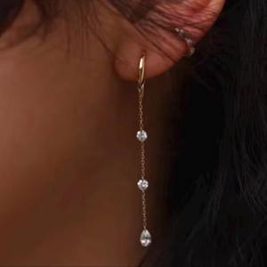 Pendientes de Diamantes Flotantes Cultivados en Laboratorio, Oro Sólido de 14K, Juego de 6 Piezas, Colección Dancing Diamond para Mujer - Product Image 4