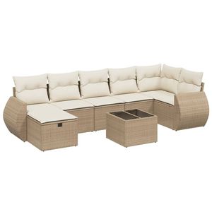 Grand ensemble de canapés de jardin modulaires en polyrotin beige, meubles de jardin modulaires confortables - Product Image 2