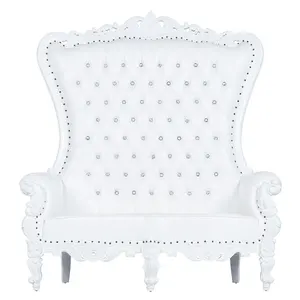 Antique-Style Luxury Bride and Groom Wedding Loveseat Throne Chairs for Events High Back Royal Design Made of Leather and Wood