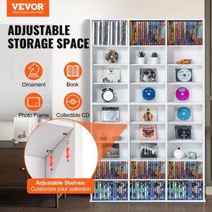 ตู้เก็บดีวีดี9ชั้นชั้นวางซีดีแบบปรับได้27ช่องสีขาวจัดซีดีวิดีโอเกม756ซีดีคอลเลกชันที่ระลึก - Product Image 2