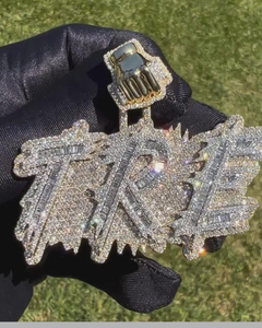 Colgante de Lujo de Plata de Ley 925 con Moissanita VVS, Chapado en Oro de 18K, Certificado GCI e IDGL, Estilo Hip Hop, Doble Capa, Dos Tonos - Product Image 1