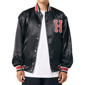 Vestes en satin de soie tendance les plus vendues, vestes en satin en gros, vestes de baseball en satin imperméables avec logo personnalisé, couleur unie pour hommes - Product Image 6