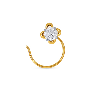 GLEAMORA ENTERPRISE - Piercing de Nariz con Diamante Cultivado en Laboratorio, Corte Brillante en Forma de Flor, Chapado en Oro Amarillo de 18K, Modelo de Lujo para Mujer - Product Image 1