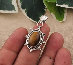 Colgante de Tigre Natural Vintage al por Mayor, Plata de Ley 925, Chapado en Platino, con Gema Rosa en Forma de Corazón, Fabricante de Joyería al por Mayor - Product Image 2