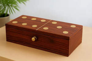 Personalized Rosewood Domino Set – Brass Inlay Keepsake Box - Product Image 2
