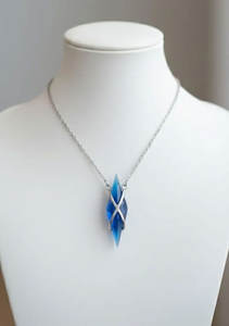 จี้โอปอลเอธิโอเปียสีน้ำเงินทรงแหลม พร้อมสร้อยเงิน-ของขวัญงานหมั้นงานแต่งงาน-เครื่องประดับคริสตัลบำบัดทำมือ - Product Image 4