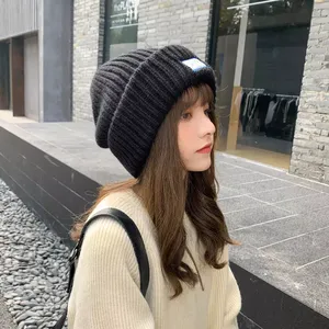 Wholesale Autumn Winter Knitted Beanie Cap Casual Solid Protective 100% Cotton Men Women Warm Top Trendy Design Men's Solid - Product Image 4