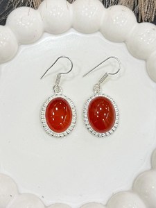 925 sterling silver Plated Elegant Red Carnelian Oval Drop <b>Earrings</b> for Women Dangle <b>Hook</b> Handmade Wholesale Fashion Jewelry - Product Image 4