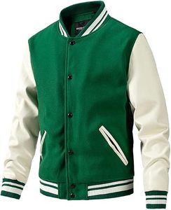 Chaqueta Varsity de Invierno para Hombre, Personalizada de Fábrica, Mezcla de Lana Ecológica, con Bordado de Letras en las Mangas Blancas, Estilo Streetwear - Product Image 1