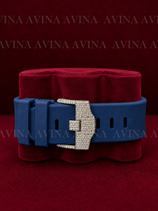 Reloj de Lujo con Diamantes Moissanite para Hombre, Esfera Árabe Completamente Adornada, Reloj Automático con Correa de Goma Azul, Reloj de Pulsera Estilo Hip Hop - Product Image 5