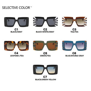 New Striped Square <b>Large</b> <b>Frame</b> Sunglasses Female Trend FashionStreet Sun Glasses - Product Image 3
