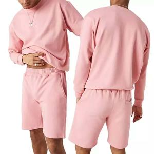 Ensemble de shorts d'été pour hommes en 2 pièces avec chemise à manches longues et polaire pour adultes, impression de logo personnalisée - Product Image 1