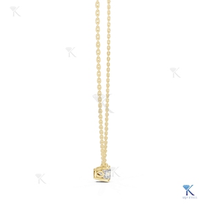 Collar con Colgante de Diamante Cultivado en Laboratorio de 0.85 CT, Corte Redondo, Base Cuadrada, Oro Sólido de 14K/18K, Estilo Minimalista y Delicado para Uso Diario - Product Image 6