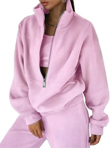 Femmes décontracté sport à capuche et pantalon ensemble 100% coton automne hiver chaud ample fermeture éclair haut pull deux pièces Streetwear costume - Product Image 2