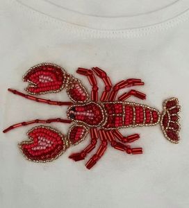 Expédition rapide - En stock - Hauts décontractés d'été - Coupe ajustée - Taille élastique - Broderie en maille - Perles - Coton non tissé - Respirant - Product Image 4