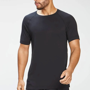 Camiseta Deportiva Informal de Manga Corta Raglán para Hombre, Color Sólido, Logotipo Frontal, 100% Algodón Transpirable - Product Image 5