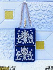 Mini cartera de mano bordada a mano con asa de perlas – Bolsa de fiesta de diseño étnico para mujer en colores surtidos - Product Image 4