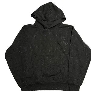 Veste d'hiver sur mesure pour hommes tissu respirant à séchage rapide surdimensionné à capuche strass motif solide teint uni vente en gros - Product Image 1