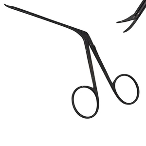 Tijeras Curvas de Precisión de Ébano con Mandíbula Microcurvada para Zurdos, Acabado Negro, para Disección de Tejidos Delicados, de Vaslcare - Product Image 1