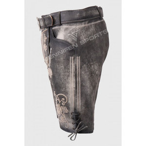 Lederhosen courts pour hommes, décontractés, écologiques, en cuir de vache véritable bavarois allemand, unis, personnalisables, imperméables - Product Image 5