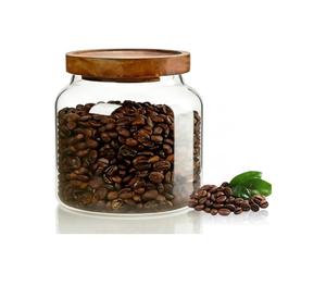 Frascos pequeños de vidrio con tapas herméticas, contenedor para café con tapa de madera, recipiente de vidrio para despensa para granos, arroz y azúcar - Product Image 5