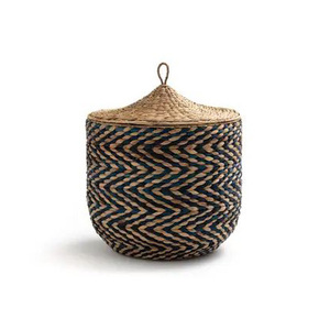 Custom Logo Natural Rattan Jute Yarn Woven <b>Rectangle</b> <b>Storage</b> <b>Basket</b> Set with Handle Eco Friendly Home Organizer for Bulk Orders - Product Image 2