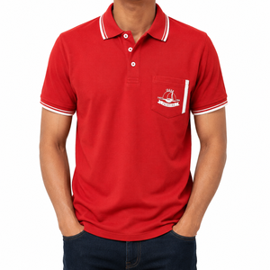 เสื้อโปโลผู้ชายพรีเมียมผ้าปิเก้เนื้อผสมคอตตอน แต่งขอบคอตัดสี ปักลายที่กระเป๋าหน้าอก สวมใส่สบายๆ สำหรับ OEM/ODM - Product Image 1