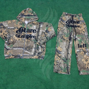 Ensemble de survêtement personnalisé brodé avec cordon de serrage, OEM, 2 pièces, en coton délavé, coupe oversize, sweats à capuche pour hommes, décontracté et léger - Product Image 1