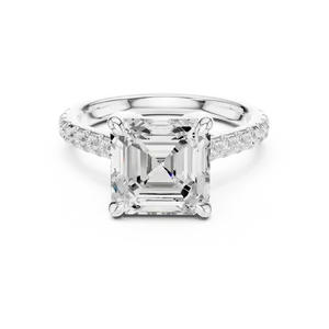 Anillo de lujo unisex de oro macizo de 18k con halo oculto de diamante redondo cultivado en laboratorio de 4.00 ct, autenticado por IGI. - Product Image 5