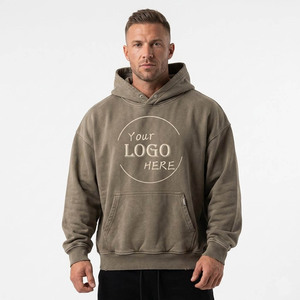 Custom Logo Oversized Hoodie <b>Men's</b> 100% Cotton French Terry Casual Streetwear <b>Pullover</b> Autumn Breathable Front Print - Product Image 6